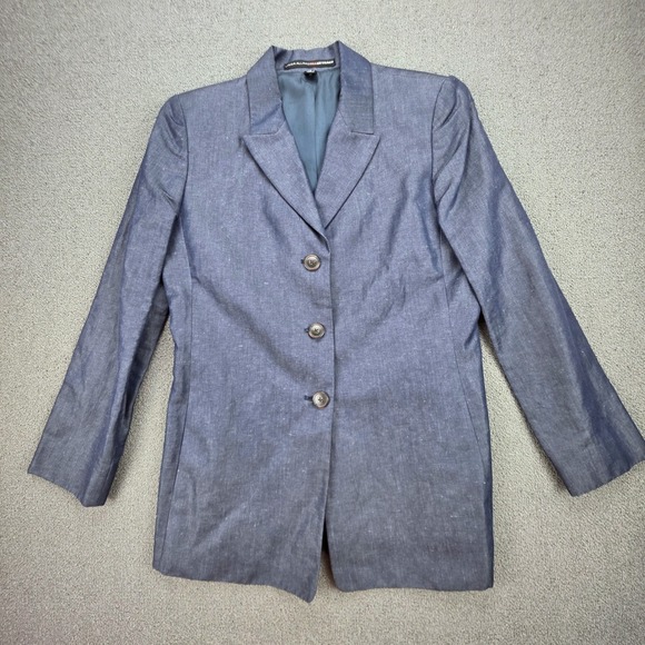 Linda Allard Ellen Tracy Jackets & Blazers - Linda Allard Ellen Tracy Blazer Women Blue Linen Cotton Professional Jacket 10P